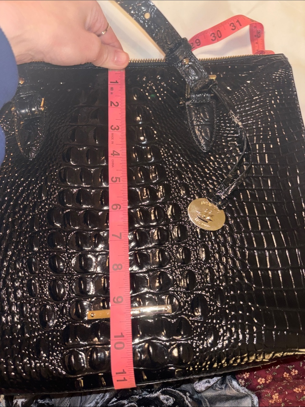 Brahmin Black Croc-Embossed Patent Tote - Picture 11 of 12